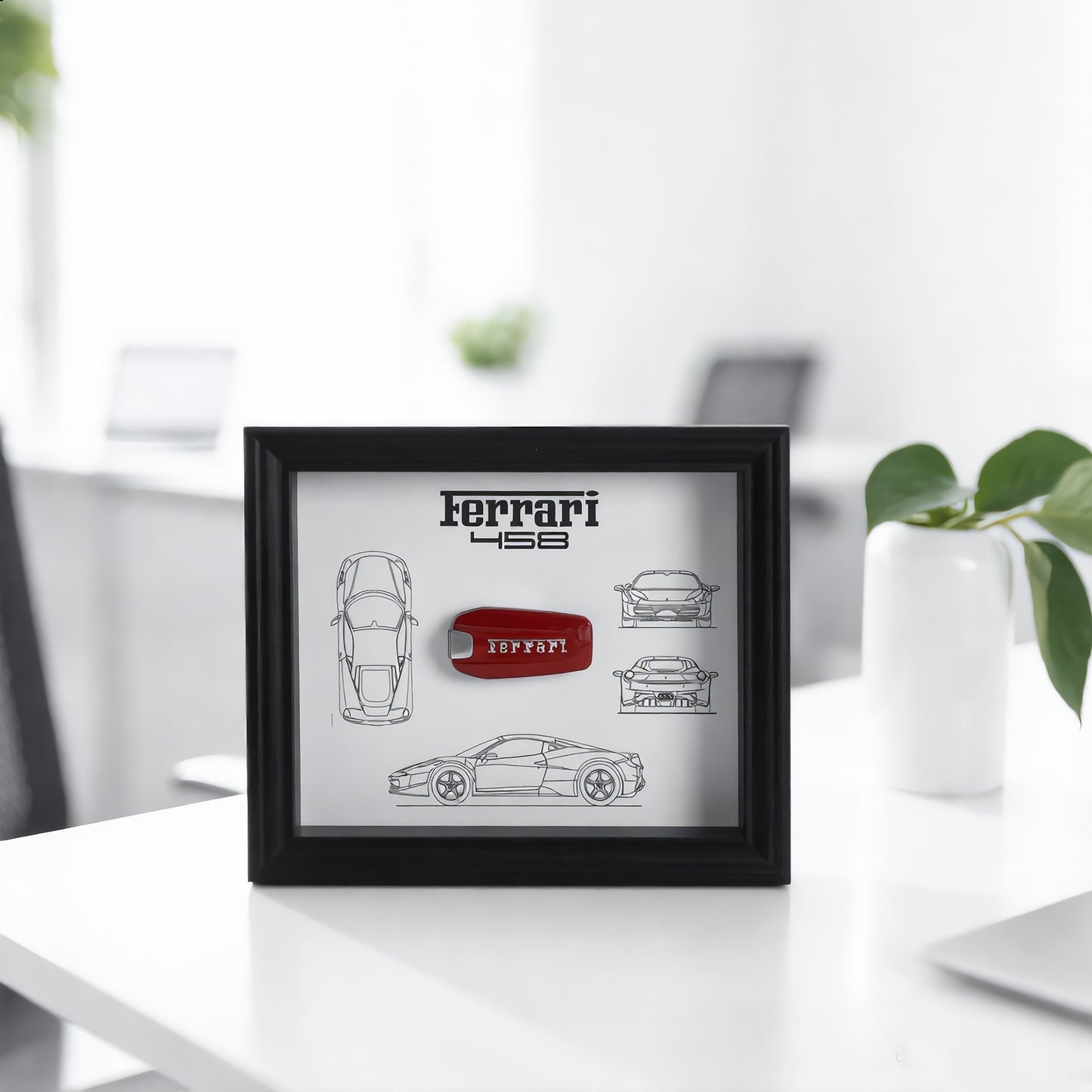 Ferrari Wall Art | Work Harder | car key 3D Frame