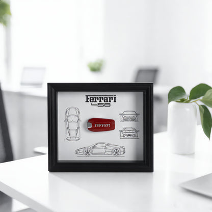 Ferrari Wall Art | Work Harder | car key 3D Frame