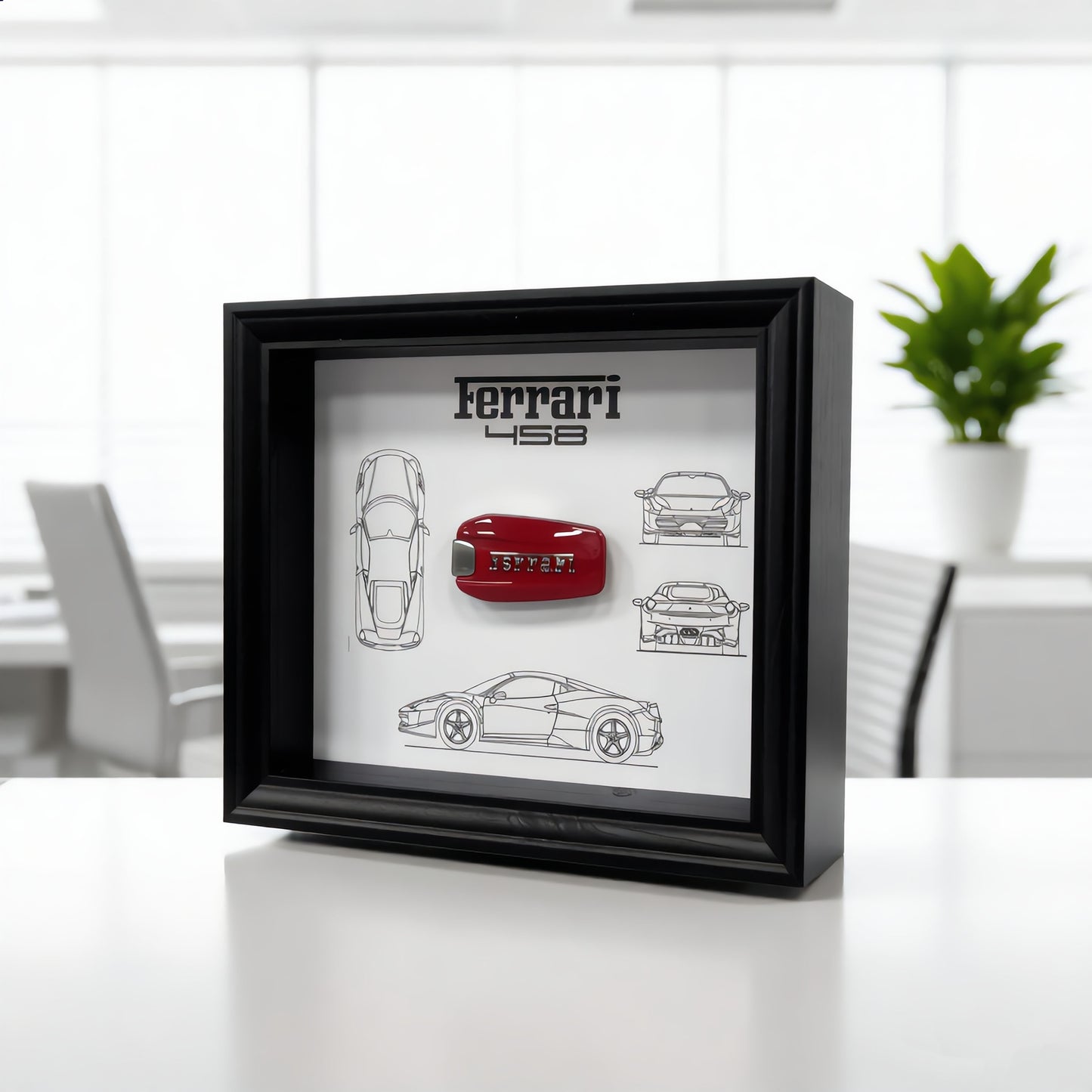Ferrari Wall Art | Work Harder | car key 3D Frame