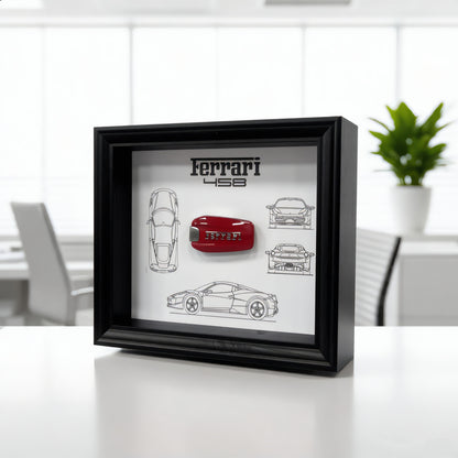 Ferrari Wall Art | Work Harder | car key 3D Frame