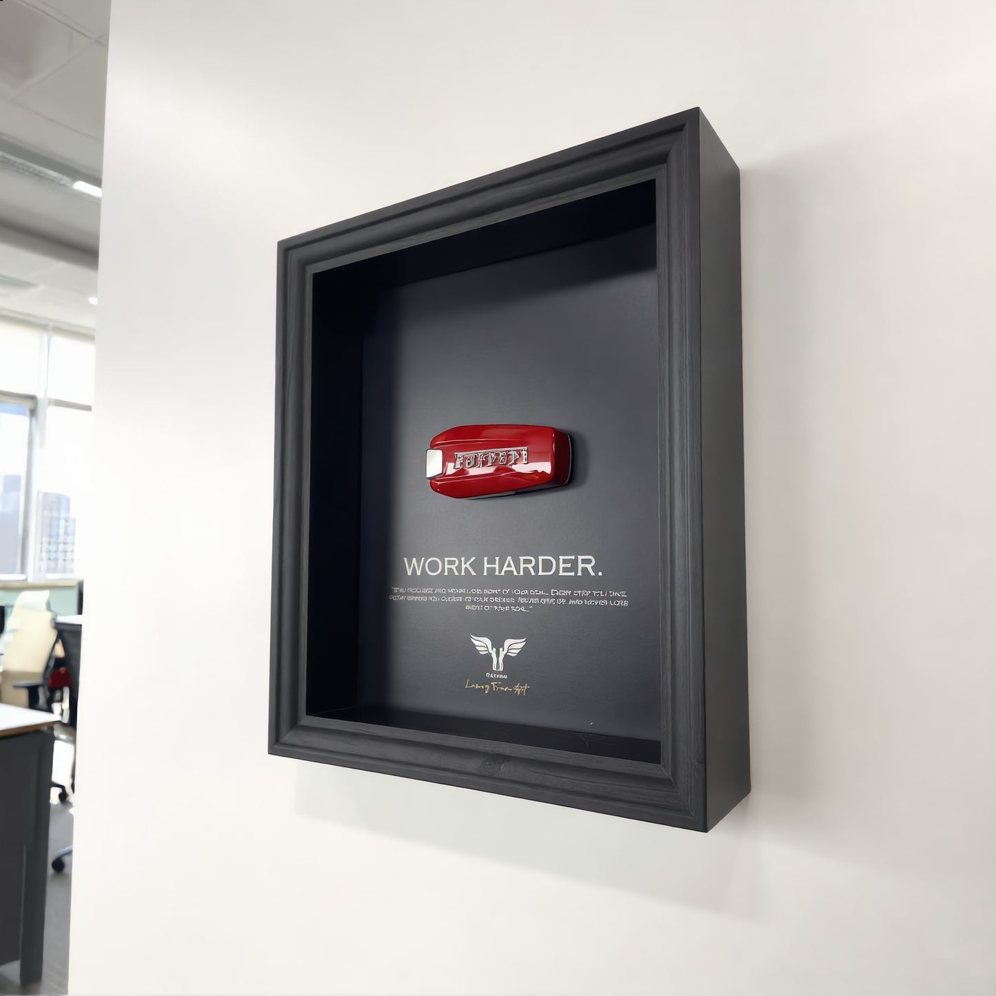 Ferrari Wall Art | Work Harder | car key 3D Frame