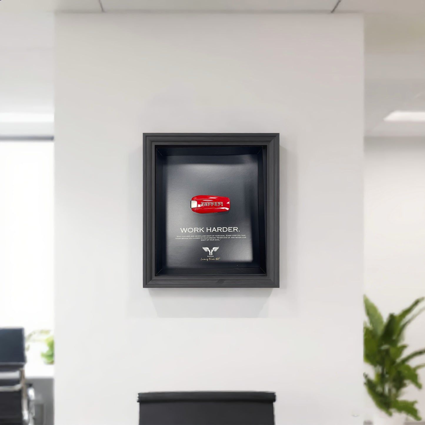 Ferrari Wall Art | Work Harder | car key 3D Frame