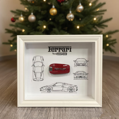 Ferrari Wall Art | Work Harder | car key 3D Frame